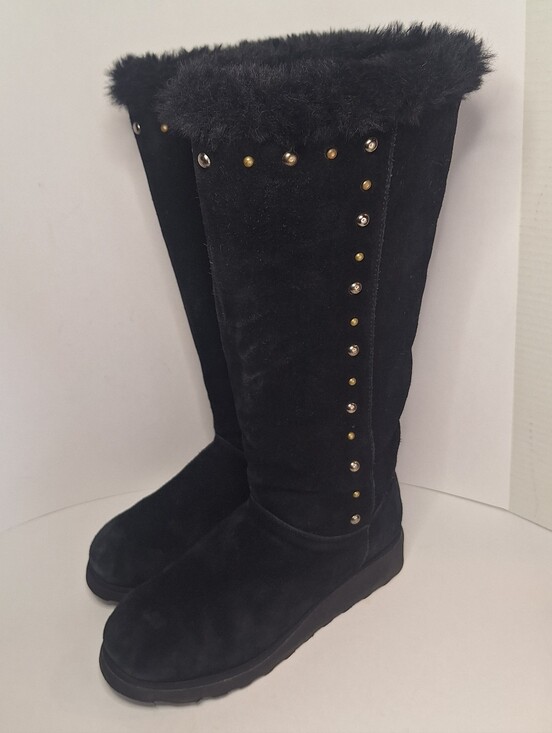 BearPaw Shoes - BearPaw Black Tall Faux Fur Winter Boots with Stud Accents Size US 9 Womens